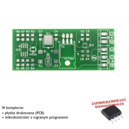 Sterownik płynnego rozjaśniania i wygaszania oświetlenia LED z czujnikiem zbliżeniowym - PCB i mikroprocesor do projektu AVT 5789