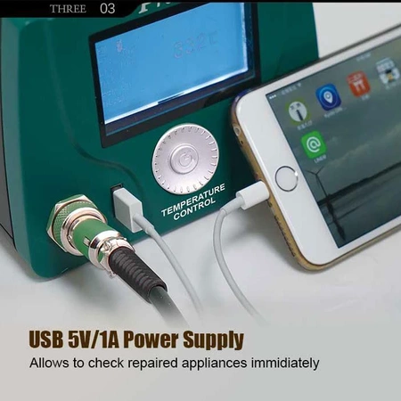 Stacja lutownicza 90W, grzałka ceramiczna, ESD, port USB, kompaktowe wymiary 18x15x11cm, Proskit SS-259B