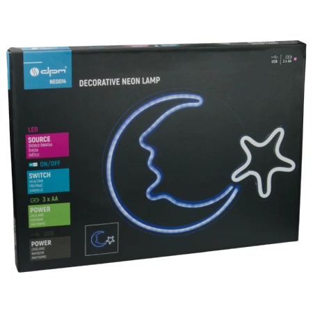 Neon LED "księżyc", dekoracja LED 38x28,5cm zasilanie z baterii lub USB