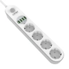Listwa zasilająca 4 gniazda + 4× USB, przewód 2 m, 10 A, z włącznikiem, biała, LDNIO