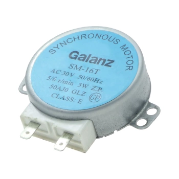 Silnik napędu talerza kuchenki mikrofalowej 30 V AC, 5/6 obr./min, wrzeciono 7 mm ścięte, typ SM-16T