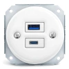 Ładowarka USB A+C 20W okrągła biała ceramiczna podtynkowa (moduł bez ramki) - Ceramic Loft