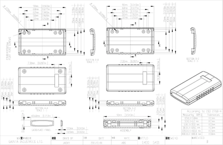 Obudowa 90x50, h=16mm ABS UL94V0, z panelem, G401