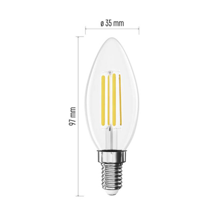 Żarówka LED E14 świeczka, 3,8 W, odpowiednik 60 W, neutralna biel, 806 lm, filament, EMOS ZAR-E-ZF3A43