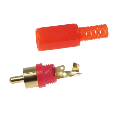 Wtyk RCA czerwony, złocony