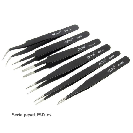 Pęseta antystatyczna 122mm prosta szeroka ESD-13