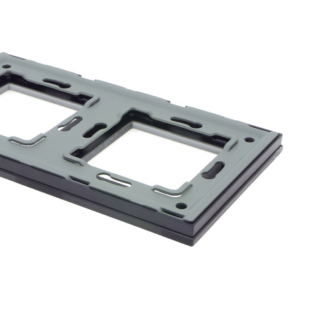 Włącznik światła + moduł ładowarki USB (2 gniazda USB 2,4A) z ramką szklaną podwójną - czarny - Tawoia Glass