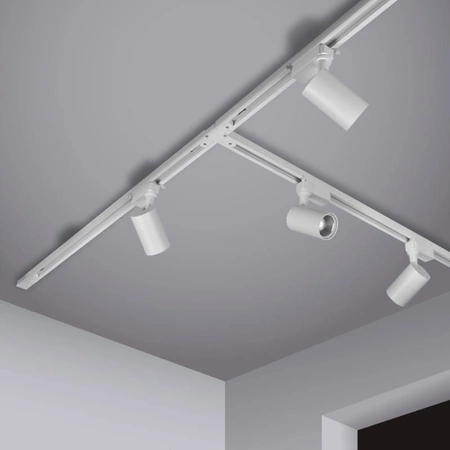 Zestaw oświetlenia szynowego: 4 reflektory LED 5W, 2m szyny + akcesoria, biały
