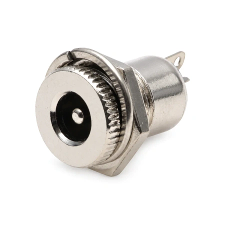 Gniazdo zasilania DC 2,1/5,5 mm do obudowy, metalowe (nakrętka)