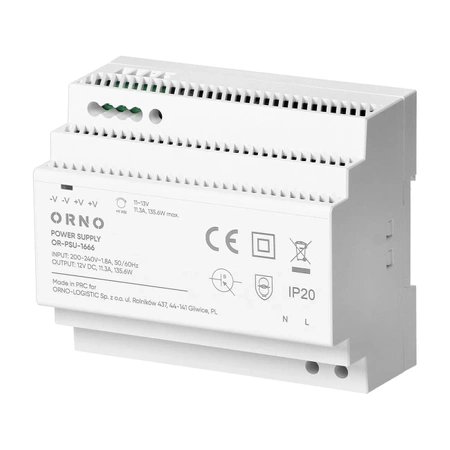 Zasilacz na szynę DIN 12VDC 11.3A 135.6W OR-PSU-1666