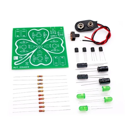 Czterolistna koniczynka LED, AVTEDU623. Zestaw DIY do nauki lutowania