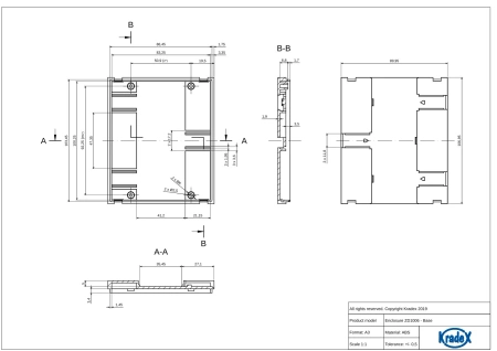 Obudowa modułowa na szynę DIN ABS V0 90 mm × 107 mm × 33,3 mm KRADEX ZD3006J ABS V0