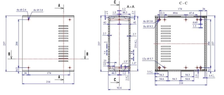 Obudowa uniwersalna Z17W, 217 × 235 × 92 mm, PS, czarna, wentylowana, z panelami bocznymi, Kradex
