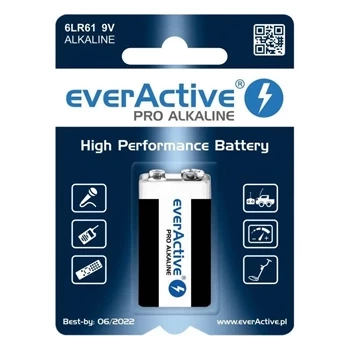 Bateria alkaliczna 6LR61 / 9 V, 550 mAh, blister 1 szt., seria Pro, everActive