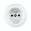 Gniazdko elektryczne z uziemieniem okrągłe białe ceramiczne natynkowe - Ceramic Classic Loft