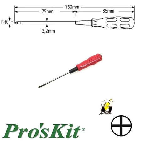 Wkrętak krzyżak PH0, seria Pro-Soft, 160mm, Proskit 89401B