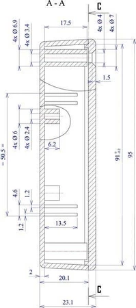 Obudowa uniwersalna Z75, 45 × 95 × 23 mm, ABS, czarna, z panelami bocznymi, Kradex
