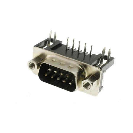 Wtyk D-Sub męski DB9 9-pin kątowy do PCB z zatrzaskami snap-in Connfly