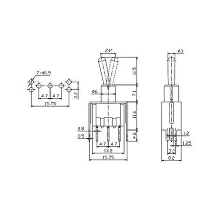 Przełącznik MTS-112-A2T ON-(ON) SPDT 3P pojedynczy