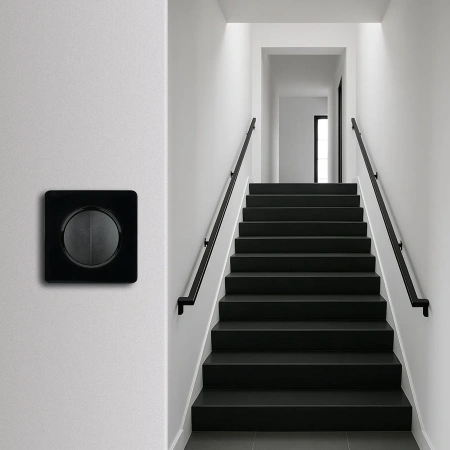 Włącznik światła schodowy podwójny, montaż podtynkowy, kolor czarny OVAL Electromalt, OVA1009B