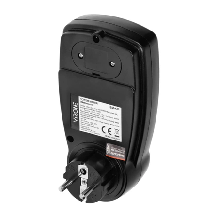 Watomierz, Licznik energii do gniazdka, 16A, VIRONE EM4 czarny
