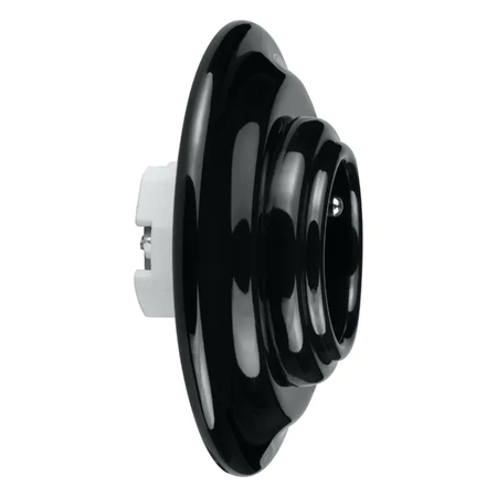 Gniazdo elektryczne z ramką, ceramiczne, montaż podtynkowy, kolor czarny Ceramic Loft