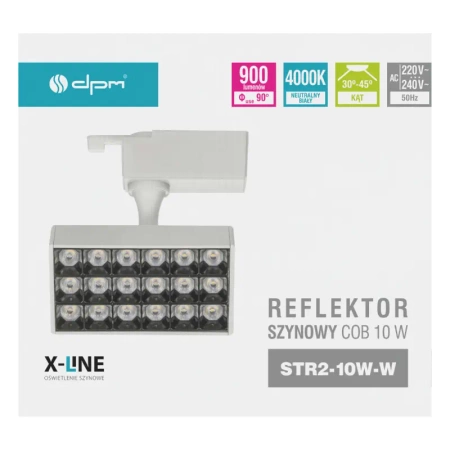 Reflektor szynowy LED, 10 W, 900 lm, 4000 K, biały, X-LINE