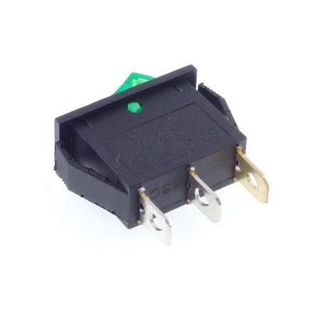Włącznik ON-OFF RS101-16C3L 15A 250V, zielony pojedynczy