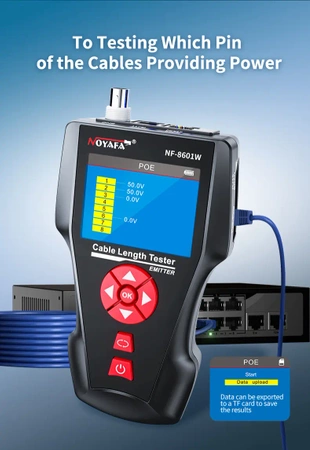 Tester LAN RJ45, RJ11, BNC, szukacz par przewodów, test ping, LCD, Noyafa NF-8601W