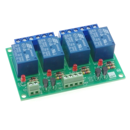 Moduł przekaźnikowy do automatyki - 4 kanały 12 V / 10 A - zlutowany KIT AVT 1691