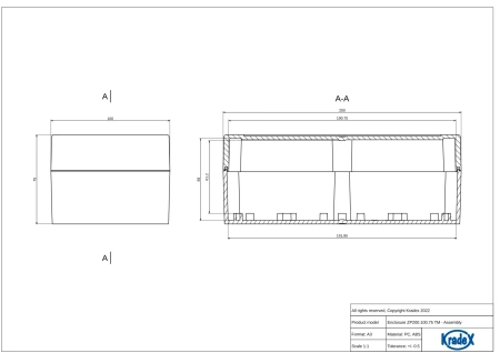 Obudowa hermetyczna ZP200.100.75 jasnoszara ABS