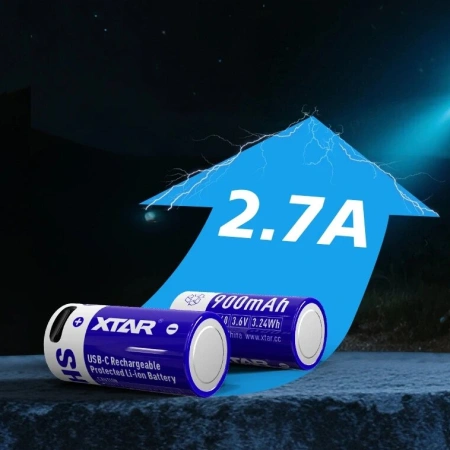 Akumulator Li-Ion 16340 / R-CR123 3.7V 900mAh Z USB i z zabezpieczeniem, Xtar