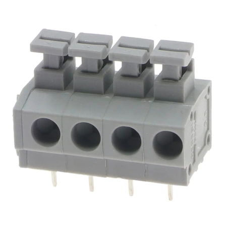 Złącze zatrzaskowe do druku, 4 pola, raster 5mm, wysokość 15,5mm, 250V / 10A, 1,5mm², PA66, Degson DG235