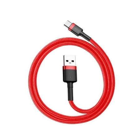 Kabel USB-A do USB-C 3m, szybkie ładowanie QC3.0 2A, nylonowy oplot, czerwony, Baseus