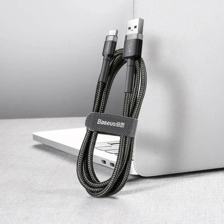 Kabel USB do USB-C 1m, szybkie ładowanie QC3.0 3A, nylonowy oplot, czarno-szary Baseus