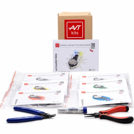 Elektroniczne robaczki DIY – 7 wędrujących Robo-Bug LED do nauki lutowania, AVT EDUBOX7