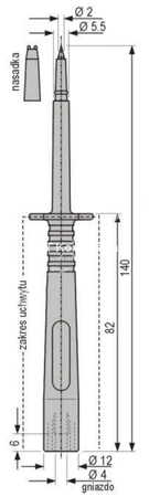 Sonda probiercza 140mm bezpieczna, gniazdo 4mm, czarna