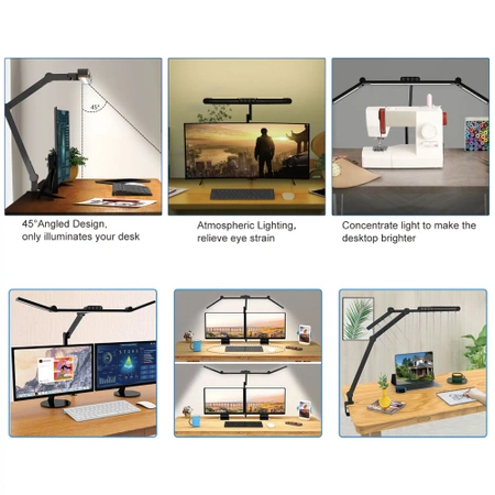 Lampa biurkowa LED - profesjonalna z regulacją barwy i jasności - liniowa 72cm - 2 ramiona - 1380lm - biała - FDDL03