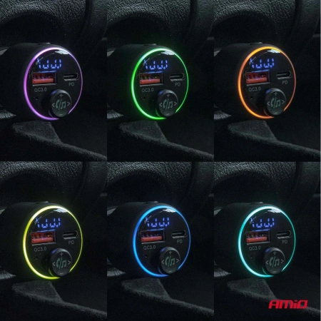 Transmiter FM + USB-A + USB-C, AMIO-04655