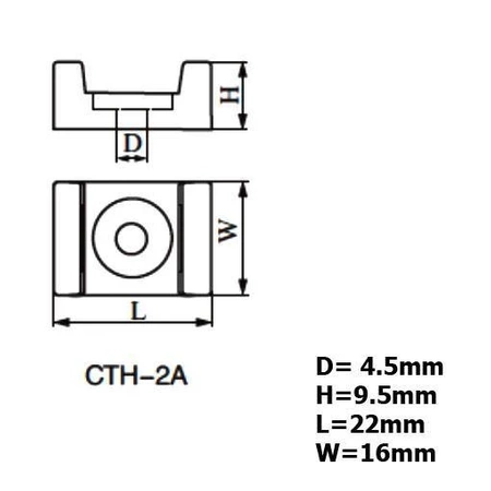 Przykręcane mocowanie opasek zaciskowych / Cable Tie Holder CTH-2A (25 sztuk)