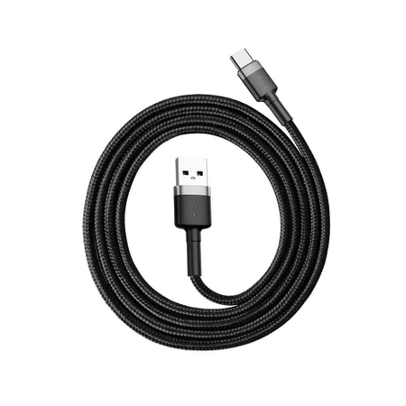 Kabel USB do USB-C 1m, szybkie ładowanie QC3.0 3A, nylonowy oplot, czarno-szary Baseus