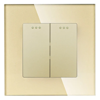 Włącznik światła szklany podwójny - złoty - Tawoia Glass