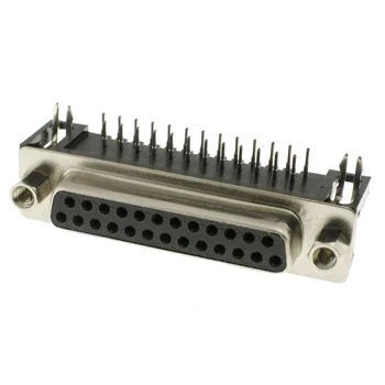 Gniazdo D-Sub żeńskie DB25, 25 pin, układ 2-rzędowy, kątowy do montażu na PCB