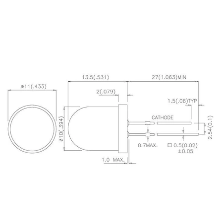 Dioda LED f10 czerwona 100mcd, Kingbright L-813ID