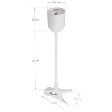 Lampka LED z klipsem biała, 4W, 420lm, zasilanie 230V