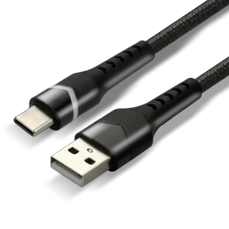 Kabel USB – USB-C RGB LED 1m, szybkie ładowanie 3A, pleciony, czarny – everActive CBB-1CBR