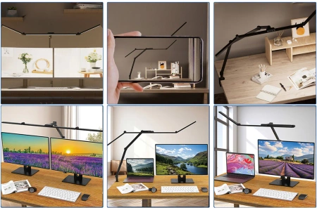 Lampa biurkowa LED - profesjonalna z regulacją barwy i jasności - liniowa 120cm - 2 ramiona - 2450lm - czarna - FDDL13