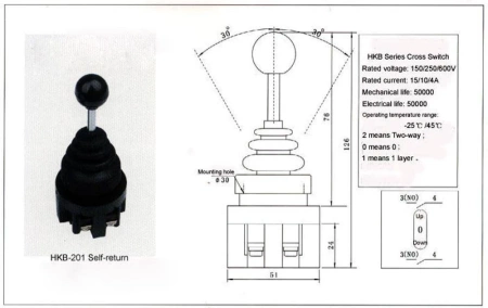 Przełącznik joystick 2p MS-2P chwilowy HKB-201