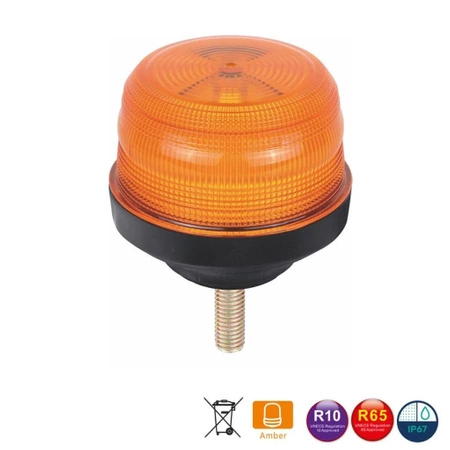 Lampa ostrzegawcza LED do pojazdu, 25W, 24 LED, światło pomarańczowe, śruby, R65 R10, 12V/24V, ALR0076