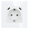 Gniazdko pojedyncze Schuko, 2x USB-C 20W - watomierz - ZigBee - szklana ramka - biały - Tawoia Glass